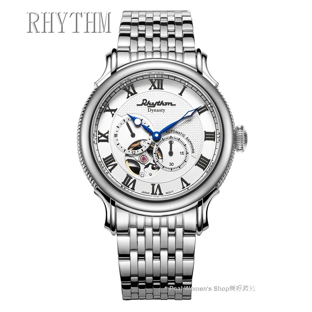 日本精品 RHYTHM 麗聲 日式美學 自動上鍊 機械錶 藍寶石水晶鏡面 商務休閒多用途 時尚穿搭 型男錶-規格圖11