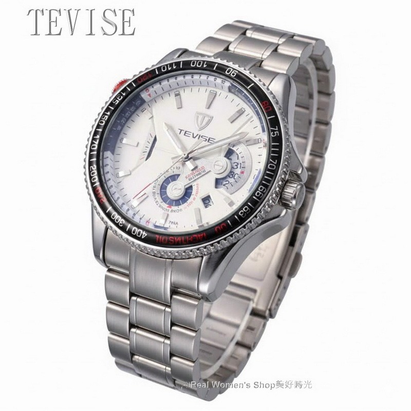 瑞士工藝 TEVISE 型男魅力  日期顯示 商務休閒時尚穿搭 多功能自動上鍊 機械錶-細節圖3