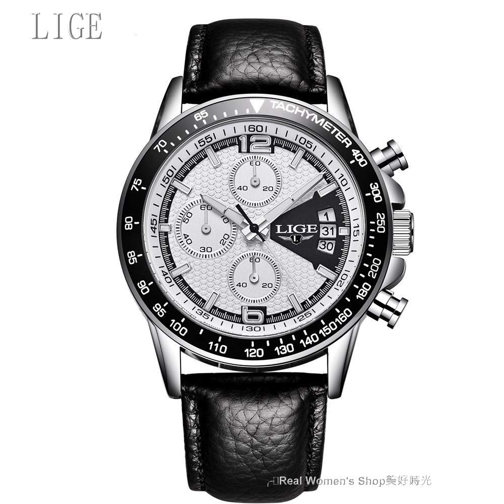 LIGE 魅力三眼 多功能計時  日期顯示  夜光指針 商務休閒時尚穿搭 時尚新貴 型男錶-規格圖9