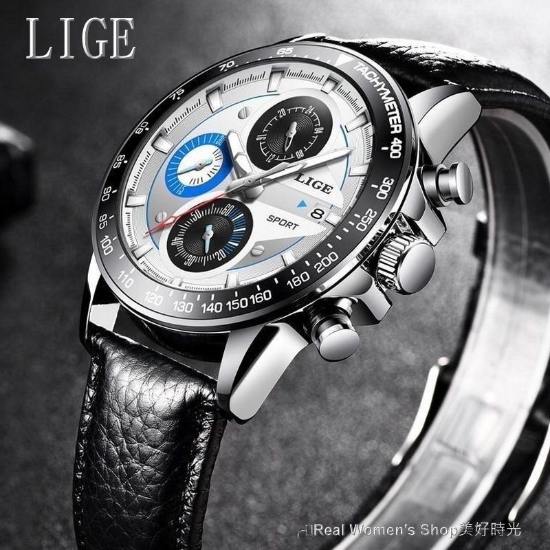 LIGE  SPORT運動多功能計時錶 三眼計時  日期顯示  夜光指針 商務休閒時尚百搭  型男錶-細節圖2