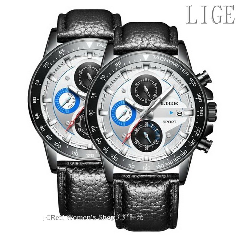LIGE  SPORT運動多功能計時錶 三眼計時  日期顯示  夜光指針 商務休閒時尚百搭  型男錶-細節圖3
