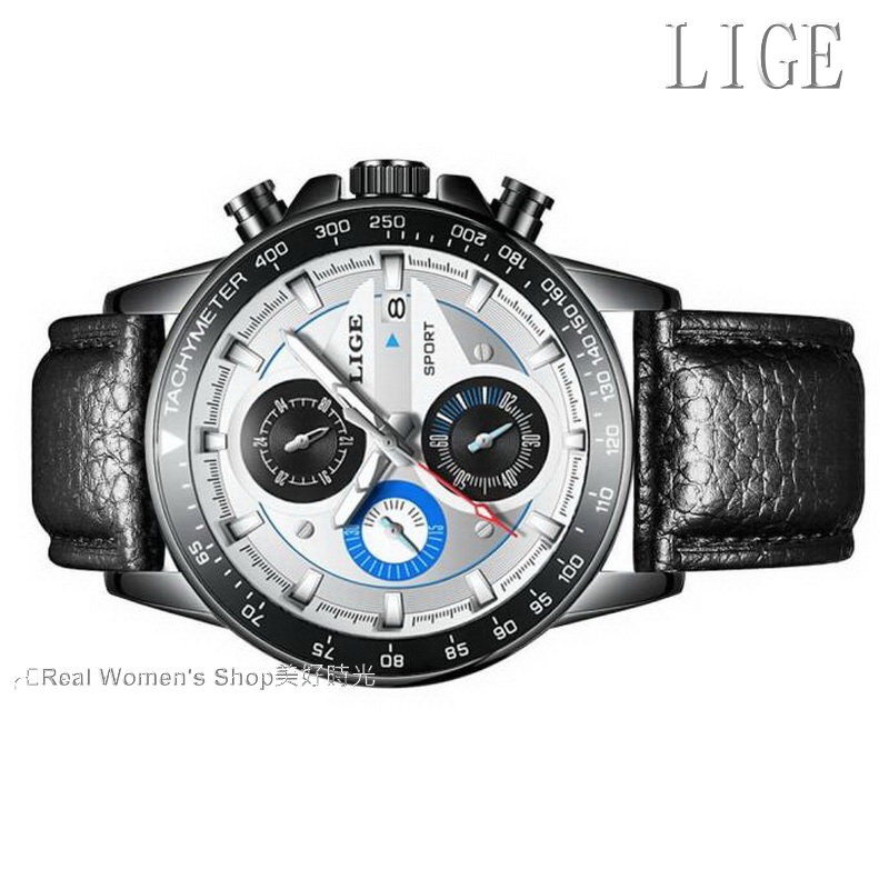 LIGE  SPORT運動多功能計時錶 三眼計時  日期顯示  夜光指針 商務休閒時尚百搭  型男錶-細節圖4
