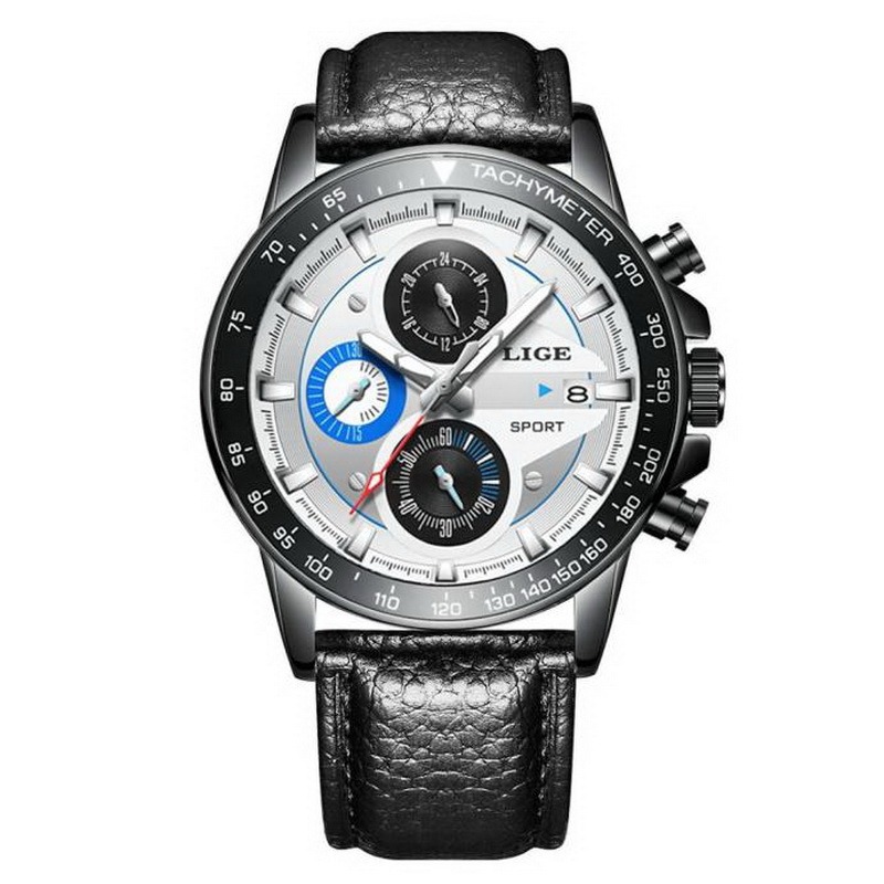 LIGE  SPORT運動多功能計時錶 三眼計時  日期顯示  夜光指針 商務休閒時尚百搭  型男錶-細節圖5