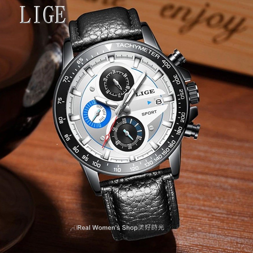 LIGE  SPORT運動多功能計時錶 三眼計時  日期顯示  夜光指針 商務休閒時尚百搭  型男錶-細節圖6