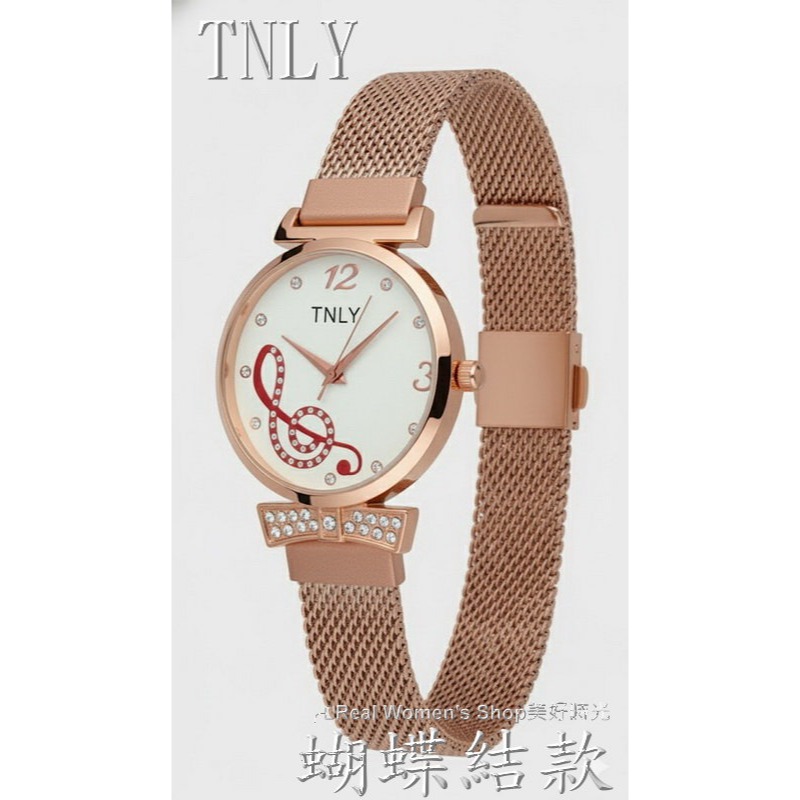 TNLY 義式風情浪漫音符錶  晶鑽鑲嵌 網狀編織手錶鍊帶 時尚名媛 淑女錶-細節圖4