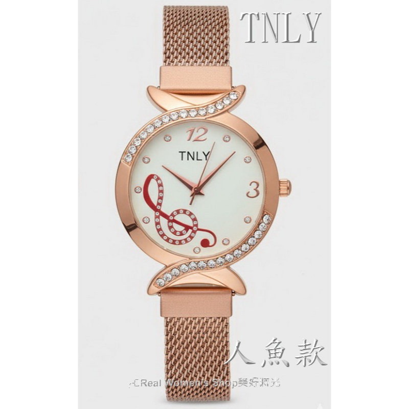 TNLY 義式風情浪漫音符錶  晶鑽鑲嵌 網狀編織手錶鍊帶 時尚名媛 淑女錶-規格圖9