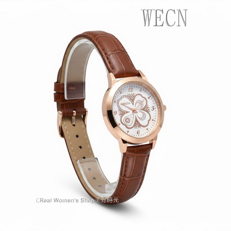 WECN 夢幻四葉草-希望、信心、愛情和幸運 玫瑰金框 時尚名媛 淑女錶(多色可選-細節圖4