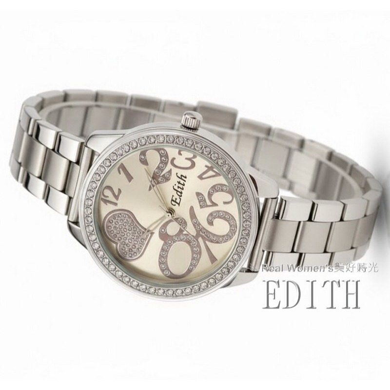 EDITH 甜心戀語晶鑽錶｜氣質甜美閃耀系女錶 輕奢鑽圈 不鏽鋼帶 網美爆款 好搭耐看 送禮自用兩相宜-細節圖2