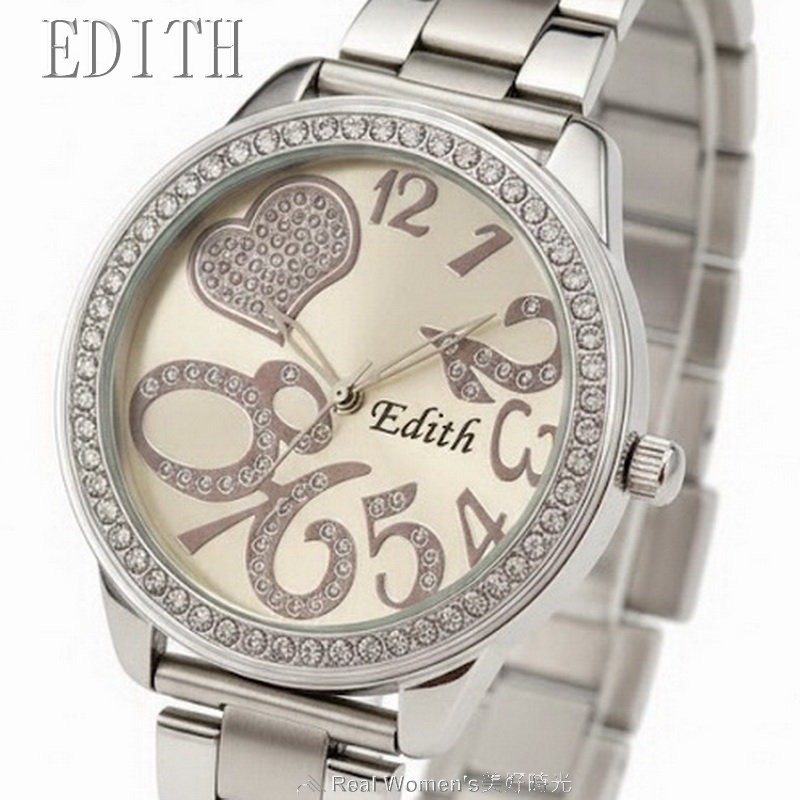 EDITH 甜心戀語晶鑽錶｜氣質甜美閃耀系女錶 輕奢鑽圈 不鏽鋼帶 網美爆款 好搭耐看 送禮自用兩相宜-細節圖3