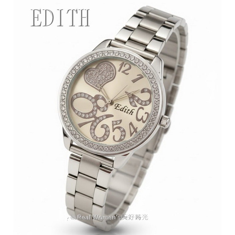EDITH 甜心戀語晶鑽錶｜氣質甜美閃耀系女錶 輕奢鑽圈 不鏽鋼帶 網美爆款 好搭耐看 送禮自用兩相宜-細節圖6