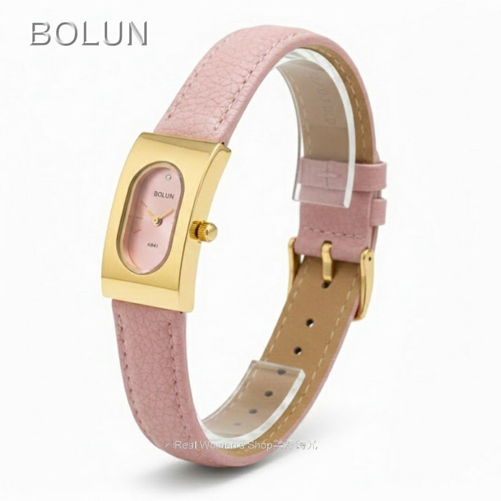 人氣爆款！BOLUN 金邊雅致麗人錶 長方形高雅簡約面盤 氣質爆棚超百搭款 全色可選 名媛淑女錶-細節圖3