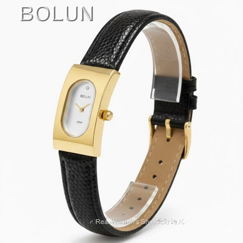 人氣爆款！BOLUN 金邊雅致麗人錶 長方形高雅簡約面盤 氣質爆棚超百搭款 全色可選 名媛淑女錶-細節圖5