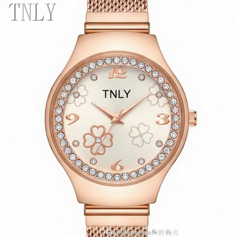 TNLY 花漾幸運 晶鑽玫瑰金甜心腕錶 網狀編織鏈帶｜百搭女錶首選 氣質直接開滿 名媛淑女錶-細節圖5