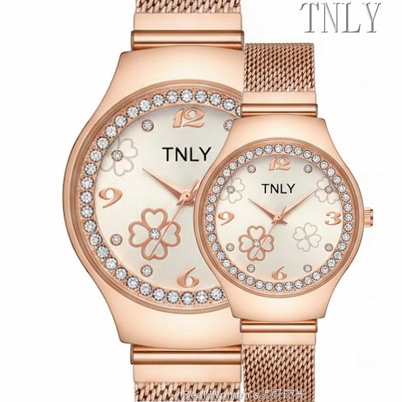 TNLY 花漾幸運 晶鑽玫瑰金甜心腕錶 網狀編織鏈帶｜百搭女錶首選 氣質直接開滿 名媛淑女錶-細節圖6