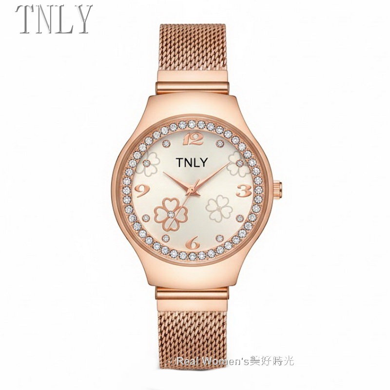 TNLY 花漾幸運 晶鑽玫瑰金甜心腕錶 網狀編織鏈帶｜百搭女錶首選 氣質直接開滿 名媛淑女錶-規格圖7