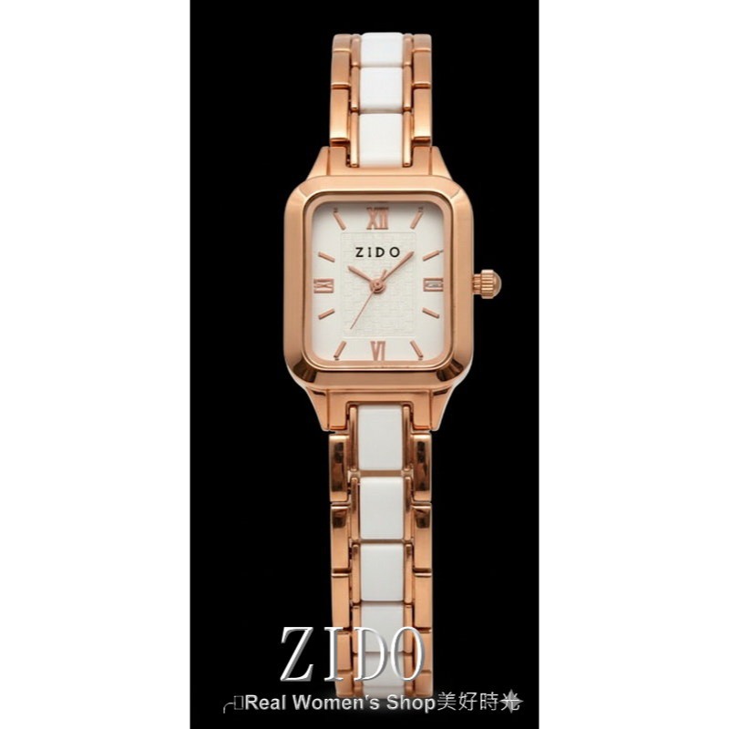 ZIDO 晨光暮影 小香風 陶瓷鍊帶錶 玫瑰金邊 方形錶面 高雅氣質 陶瓷女錶-細節圖9