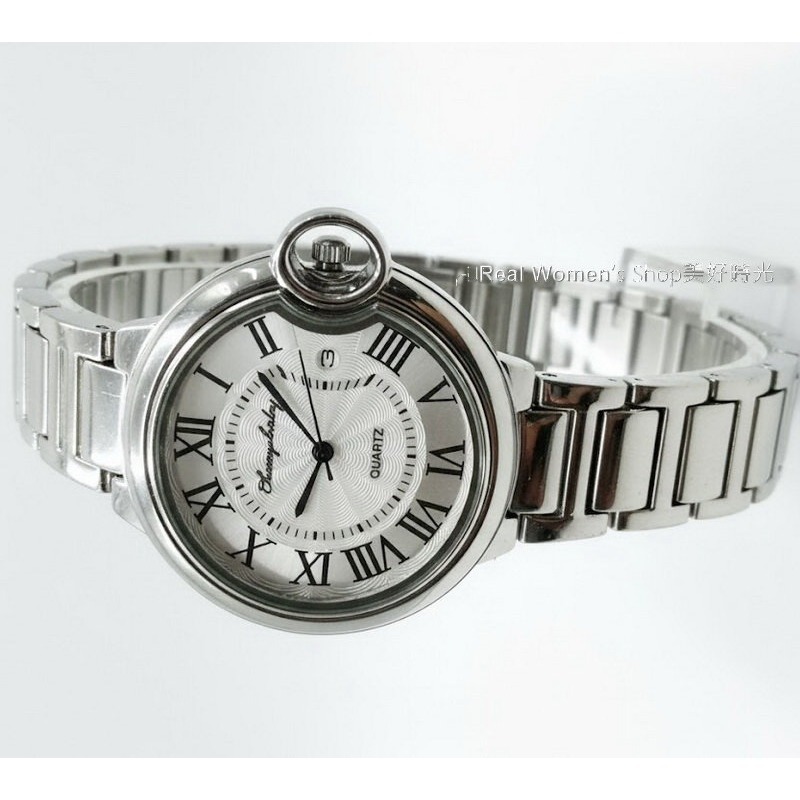 靜謐銀光.香榭羅馬時尚腕錶 日曆錶 穿搭神助攻 經典簡約 高雅耐看 不鏽鋼帶 防刮耐磨鏡面 水波紋面盤 時尚女-細節圖4