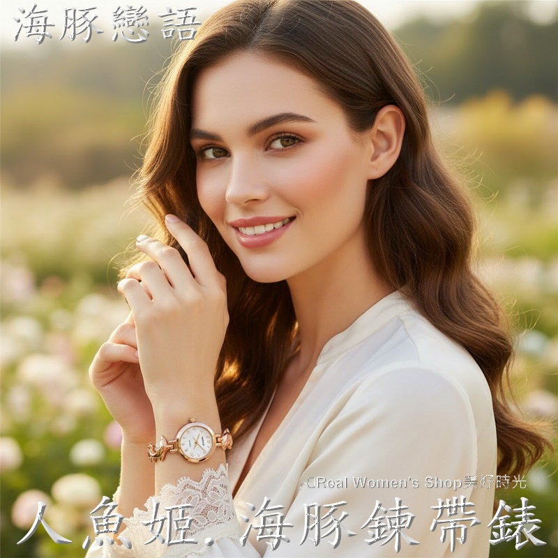 【🐬海豚戀語】人魚姬.海豚鍊帶錶 超仙氣!精緻金/玫瑰金 女錶 時尚海豚手鏈設計 氣質優雅時尚錶-細節圖3