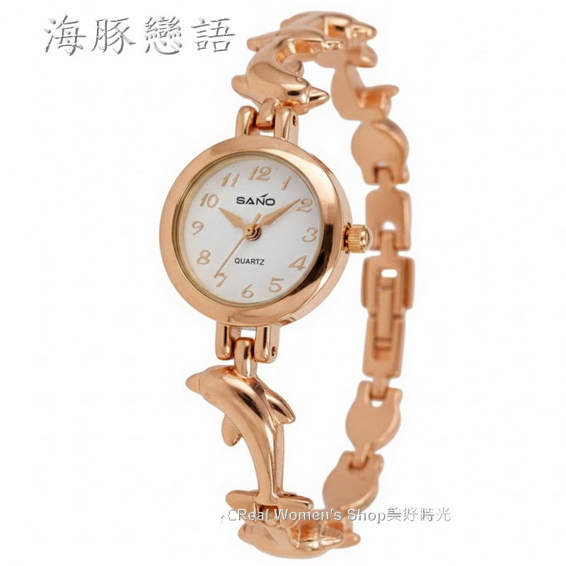 【🐬海豚戀語】人魚姬.海豚鍊帶錶 超仙氣!精緻金/玫瑰金 女錶 時尚海豚手鏈設計 氣質優雅時尚錶-細節圖5