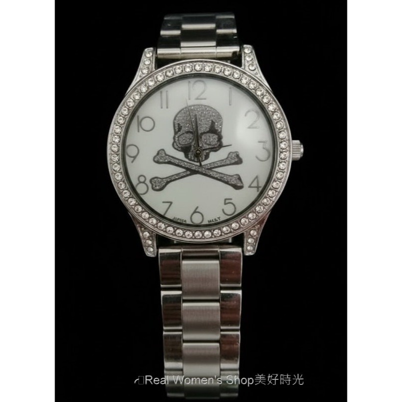 個性宣言！ 防水防刮 閃耀骷髏鑽錶 精準計時 日本機芯 不鏽鋼帶 大錶面 女生酷炫手錶 中性錶-細節圖9