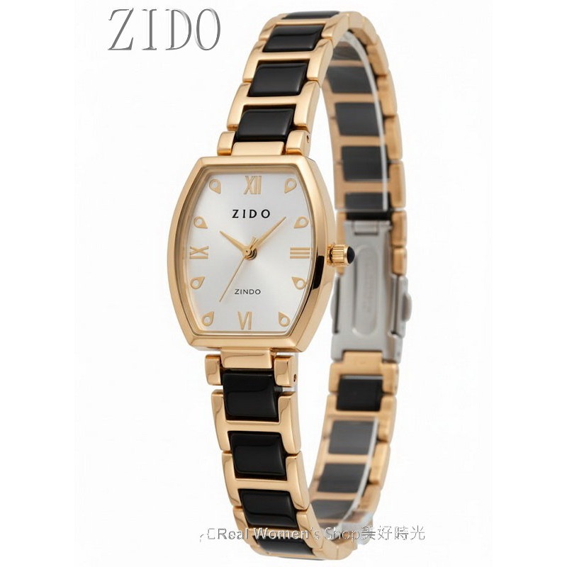 ZIDO 酒桶型女錶｜玫瑰金邊 黑&白陶瓷錶帶・優雅名媛款・顯白細腕 時尚百搭 氣質淑女錶-細節圖6