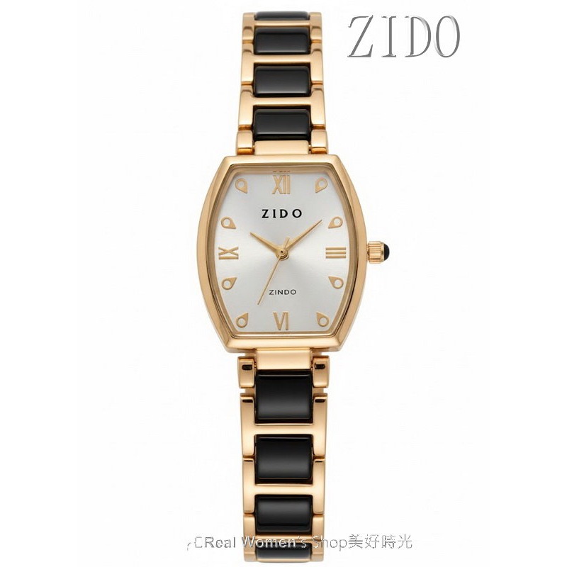 ZIDO 酒桶型女錶｜玫瑰金邊 黑&白陶瓷錶帶・優雅名媛款・顯白細腕 時尚百搭 氣質淑女錶-細節圖7