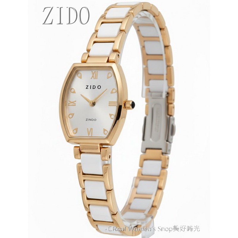 ZIDO 酒桶型女錶｜玫瑰金邊 黑&白陶瓷錶帶・優雅名媛款・顯白細腕 時尚百搭 氣質淑女錶-細節圖8