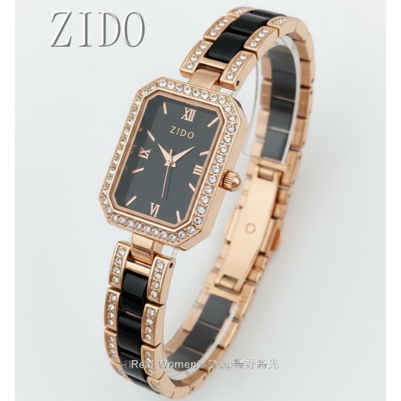 ZIDO 女錶推薦 黑錶 白錶 鑲鑽腕錶 玫瑰金邊陶瓷鍊帶 精品名媛 氣質百搭 淑女錶-細節圖8