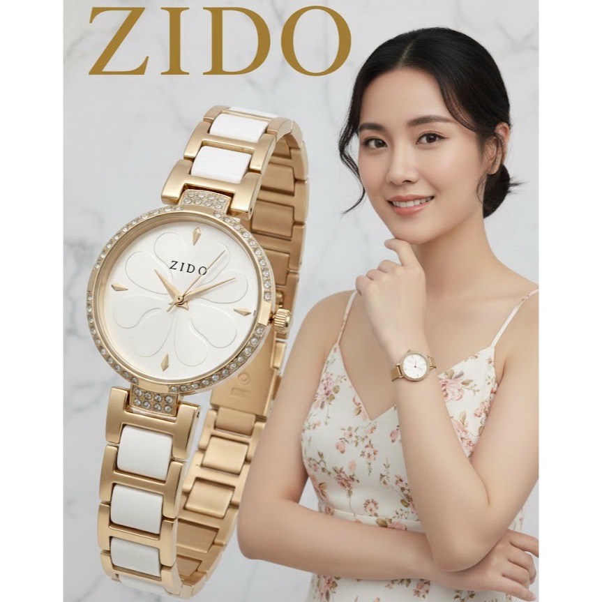 ZIDO 花卉浮雕 陶瓷錶 玫瑰金邊 晶鑽錶圈 黑白雙色 立體花盤 氣質名媛 淑女錶 打造不凡氣場-細節圖8