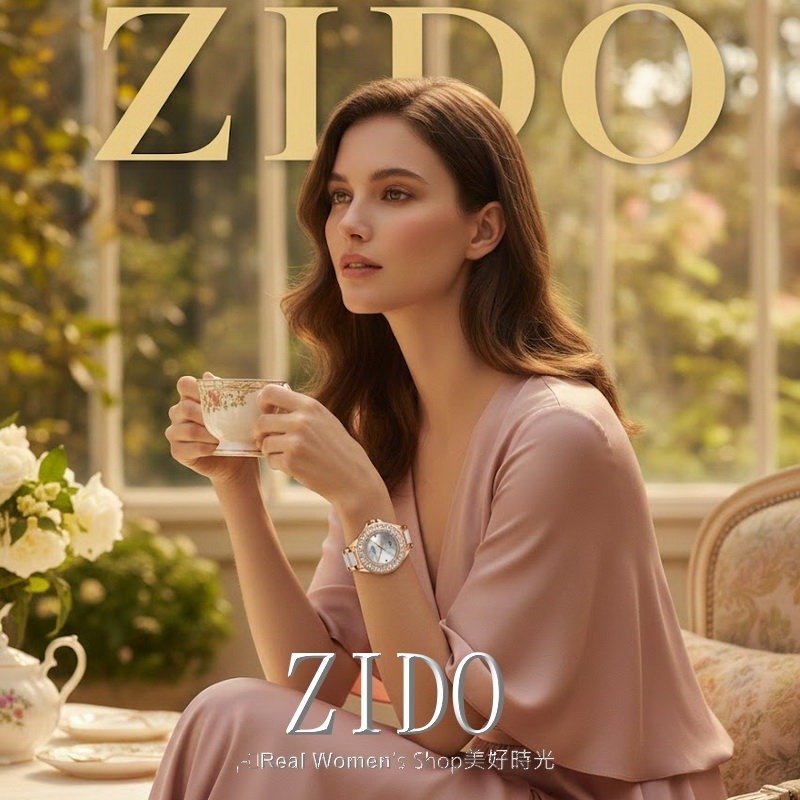 ZIDO 玫瑰金白陶瓷鑲鑽女錶 玫瑰金相間 陶瓷錶帶 晶鑽錶圈 3色可選 輕奢名媛款 送禮自戴都高級-細節圖5