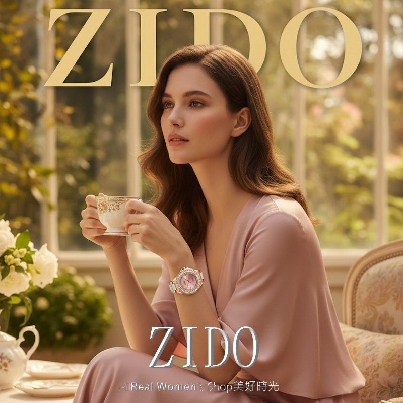 ZIDO 玫瑰金白陶瓷鑲鑽女錶 玫瑰金相間 陶瓷錶帶 晶鑽錶圈 3色可選 輕奢名媛款 送禮自戴都高級-細節圖6