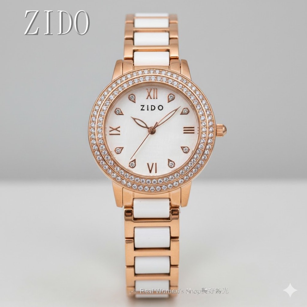 ZIDO 玫瑰金陶瓷晶鑽錶 名媛風女錶 滿鑽錶圈 粉&白錶面 優雅耐看百搭不退流行 送禮 自用首選-規格圖11