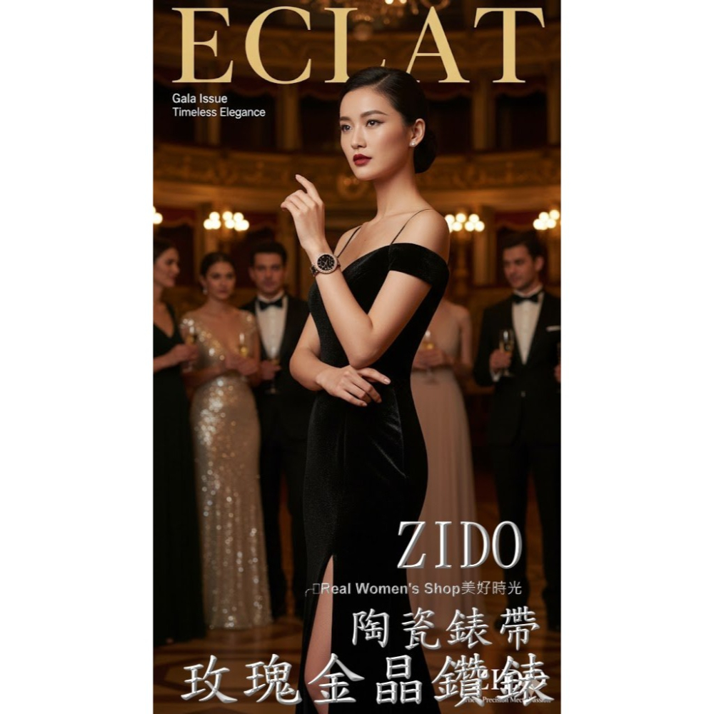ZIDO 黑面玫瑰金晶鑽 女錶 陶瓷錶帶 小秒盤 低調奢華・氣質名媛款 黑金配色・上班約會都百搭-細節圖8