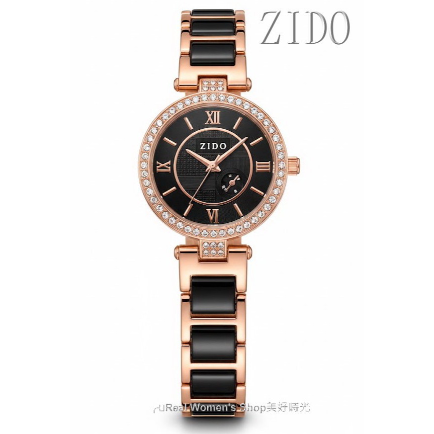 ZIDO 黑面玫瑰金晶鑽 女錶 陶瓷錶帶 小秒盤 低調奢華・氣質名媛款 黑金配色・上班約會都百搭-規格圖9