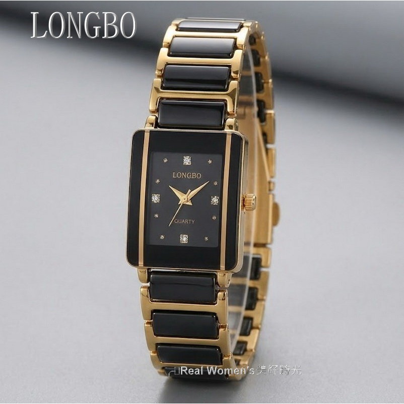 LONGBO 黑曜金邊 陶瓷錶 百搭耐看 經典不退流行 時尚名媛 女錶-細節圖3