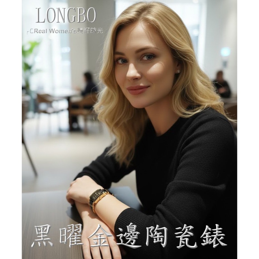 LONGBO 黑曜金邊 陶瓷錶 百搭耐看 經典不退流行 時尚名媛 女錶-細節圖5