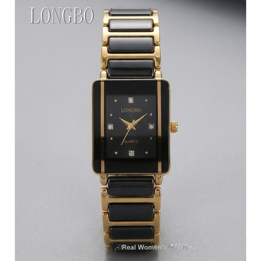 LONGBO 黑曜金邊 陶瓷錶 百搭耐看 經典不退流行 時尚名媛 女錶-細節圖9