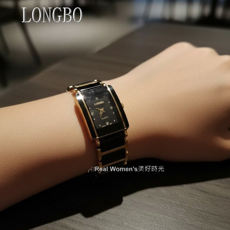 LONGBO 黑曜金邊 陶瓷錶 百搭耐看 經典不退流行 時尚名媛 女錶-細節圖10