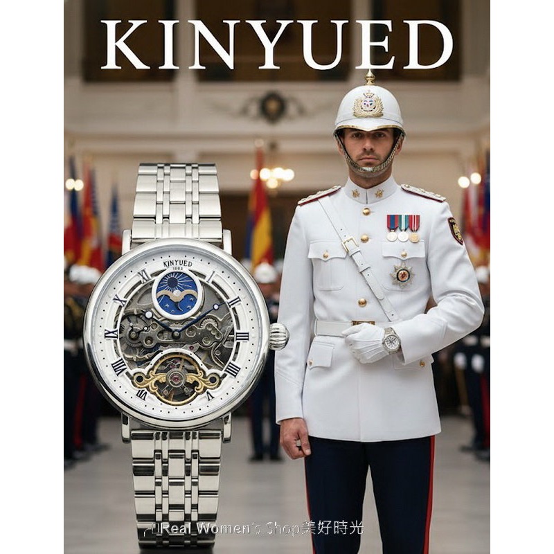 瑞士工藝 TEVISE 機械錶 鏤空全視設計 羅馬數字 日月相 不鏽鋼帶 自動上鍊 藍鋼針 紳士男錶-細節圖6