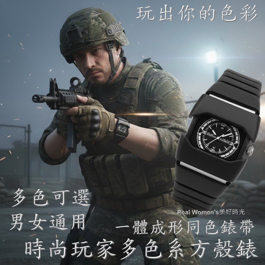 熱賣爆款 時尚玩家方殼錶 戰術機能風｜男女通用 中性錶  潮流錶盤 多色可選 玩出你的色彩 男錶 女錶 情侶對錶-細節圖5