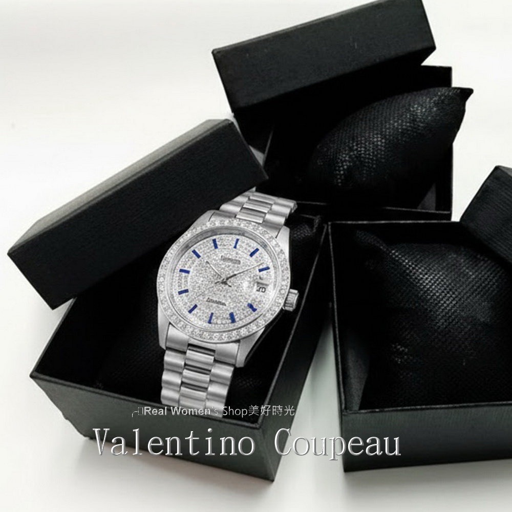 巴黎 Valentino 范倫鐵諾 自動機械錶 滿天星晶鑽 藍寶石水晶鏡面 日期 精品商務腕錶 中性錶 男女適用-細節圖8