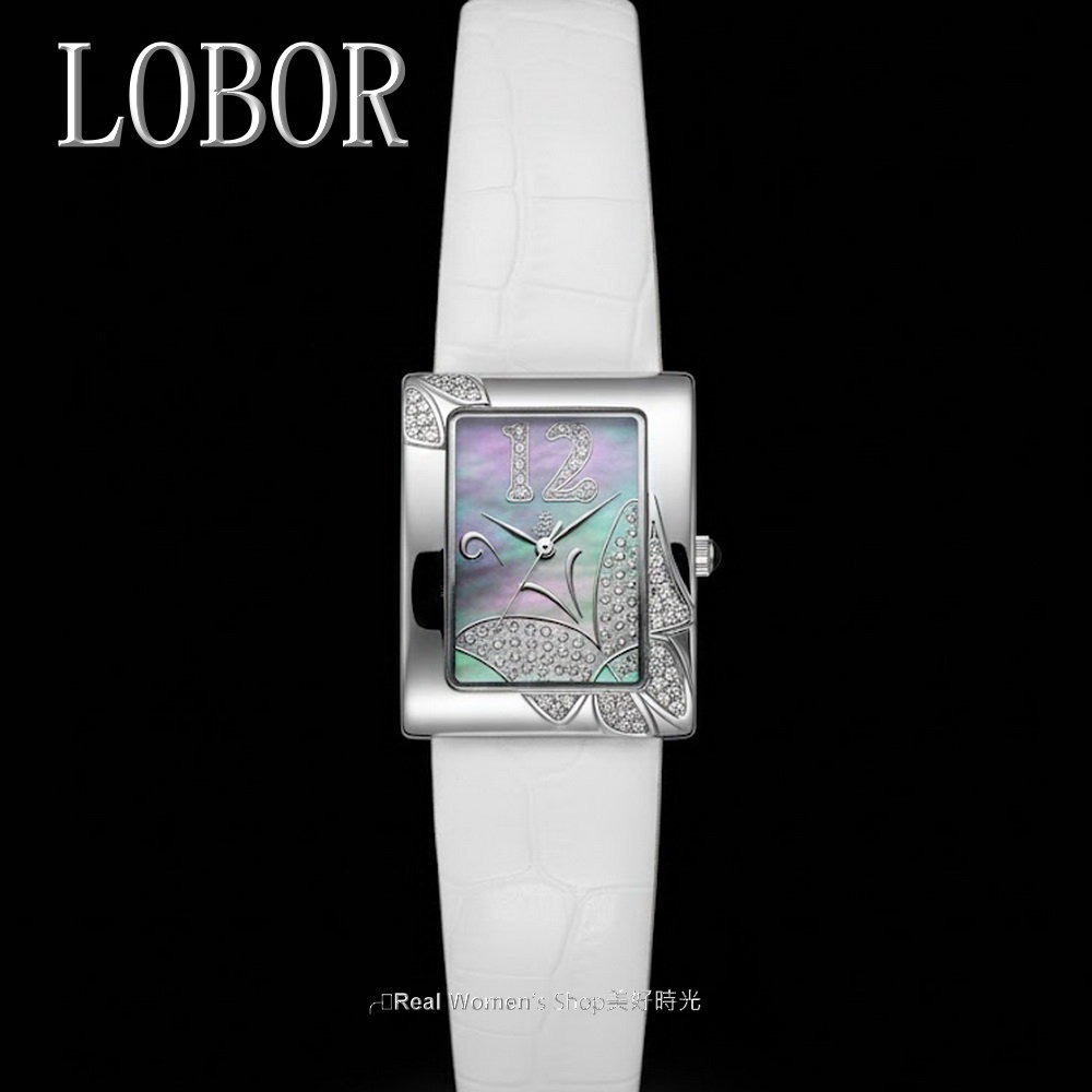 LOBOR 蝴蝶晶鑽錶 立體浮雕鑲鑽 珍珠母貝面盤 方形名媛錶 優雅百搭 收藏/送禮/自用 女錶-細節圖9