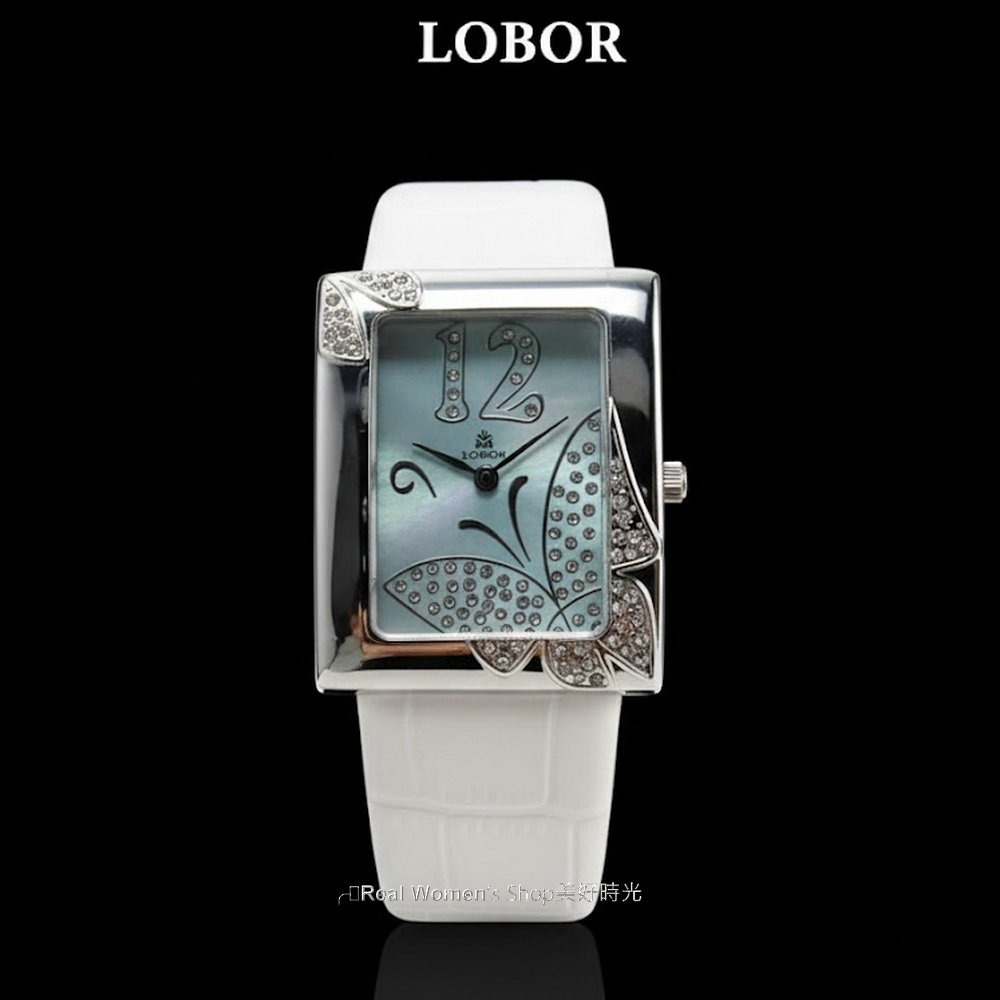 LOBOR 蝴蝶晶鑽錶 立體浮雕鑲鑽 珍珠母貝面盤 方形名媛錶 優雅百搭 收藏/送禮/自用 女錶-細節圖10