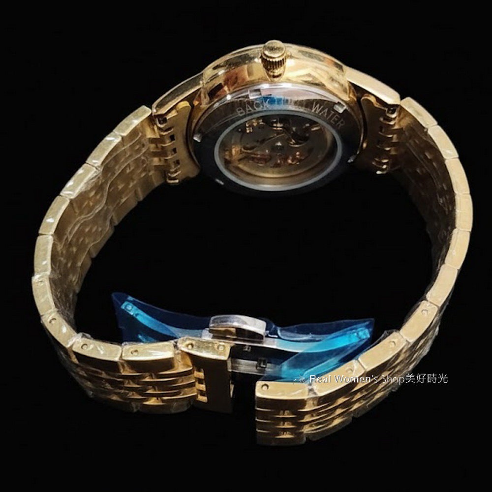 【祥龍獻瑞】精工雕龍 金龍機械錶 頂級 3D 雕刻 鏤空機芯 金色鋼帶 自動錶 商務/送禮/收藏/自用 男錶-細節圖9