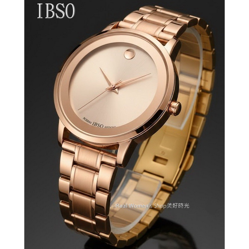 IBSO都會極簡風 玫瑰金/黑 雙色可選 不銹鋼帶 男女通用 中性錶 男錶 女錶 情侶對錶 送禮自用 時尚百搭-細節圖7