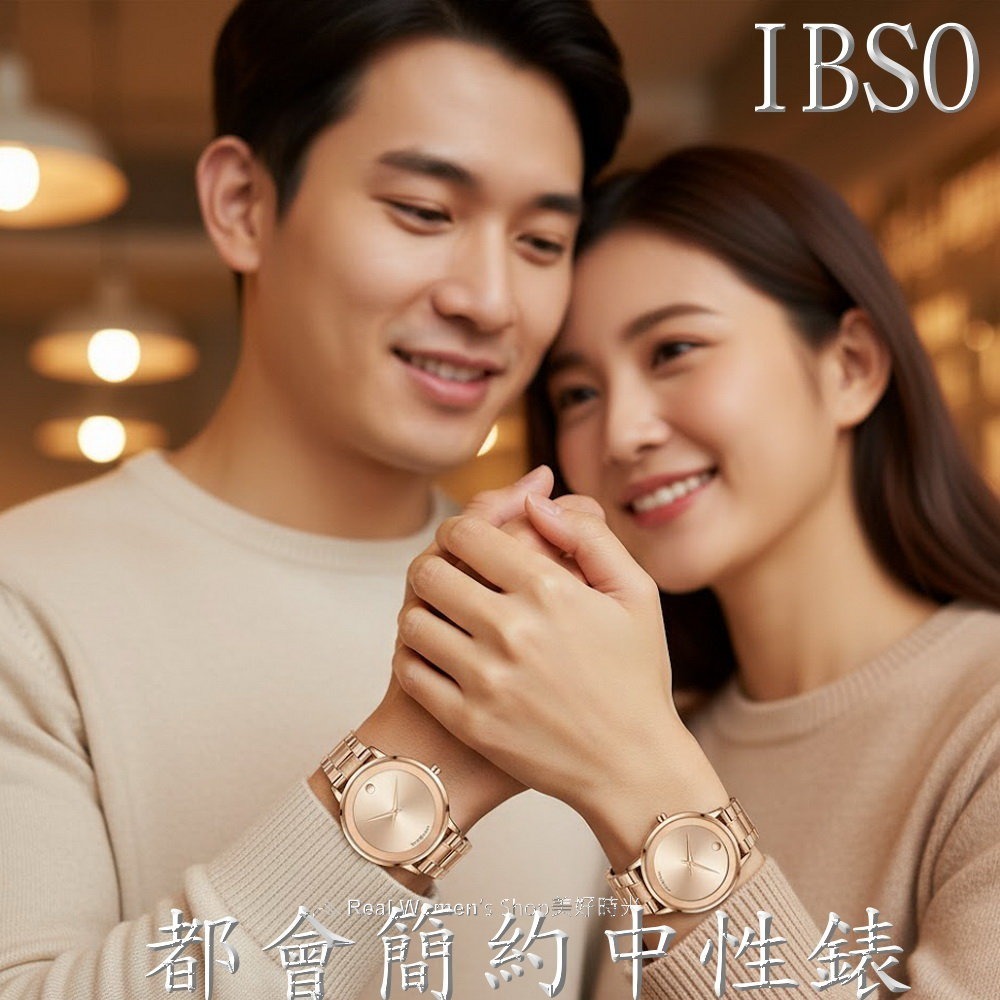 IBSO都會極簡風 玫瑰金/黑 雙色可選 不銹鋼帶 男女通用 中性錶 男錶 女錶 情侶對錶 送禮自用 時尚百搭-細節圖8