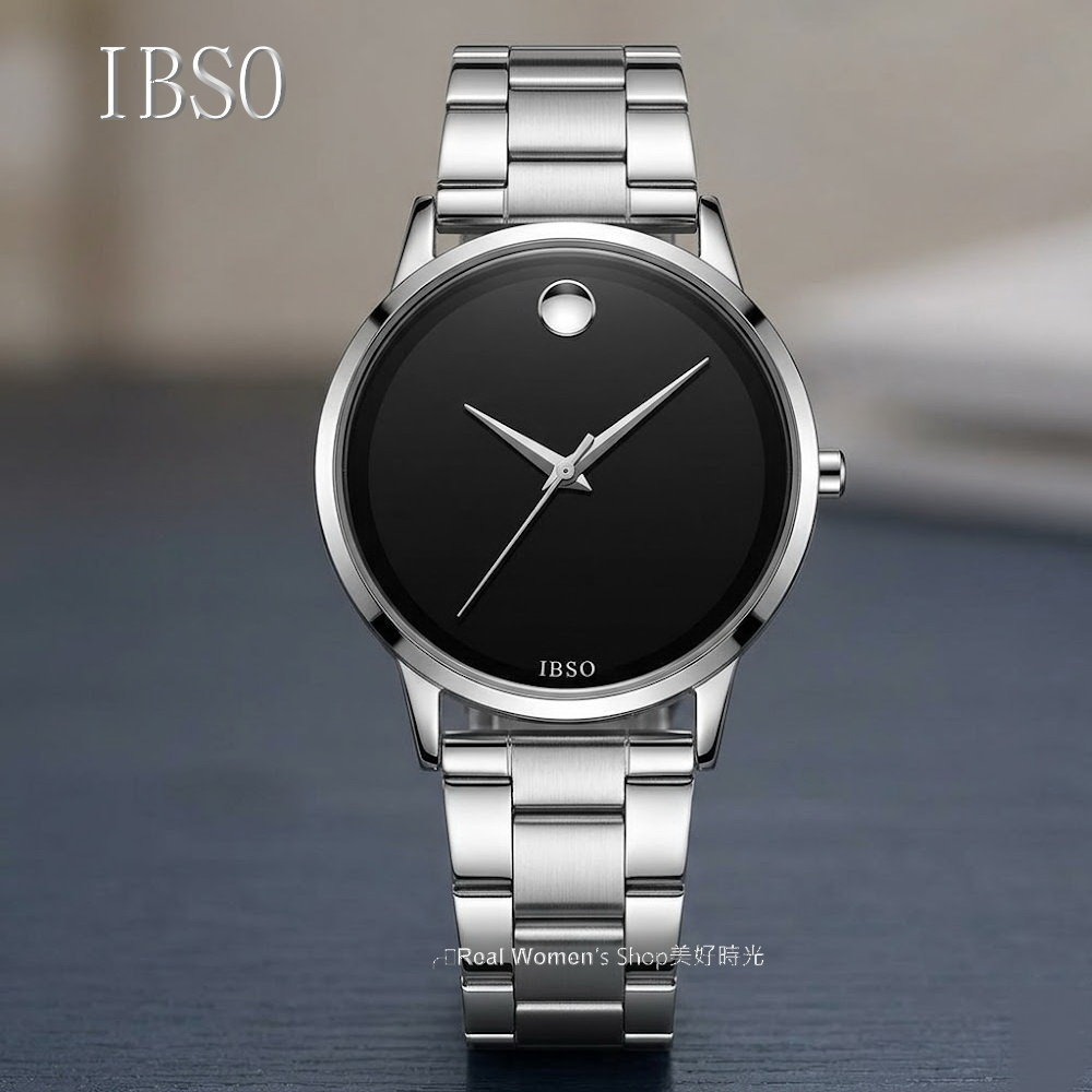 IBSO都會極簡風 玫瑰金/黑 雙色可選 不銹鋼帶 男女通用 中性錶 男錶 女錶 情侶對錶 送禮自用 時尚百搭-細節圖11