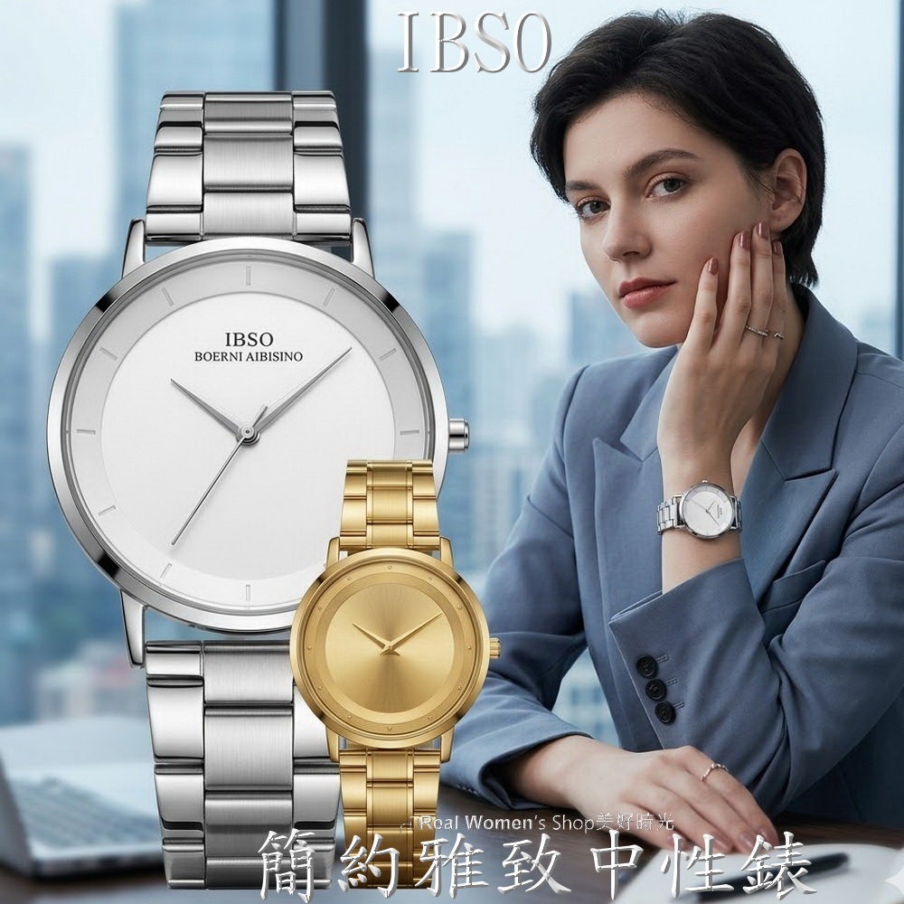 IBSO 簡約雅致中性錶 商務休閒時尚百搭 金/白 雙色可選 不銹鋼帶 男女通用  男錶 女錶 情侶對錶 送禮自用首選-細節圖6