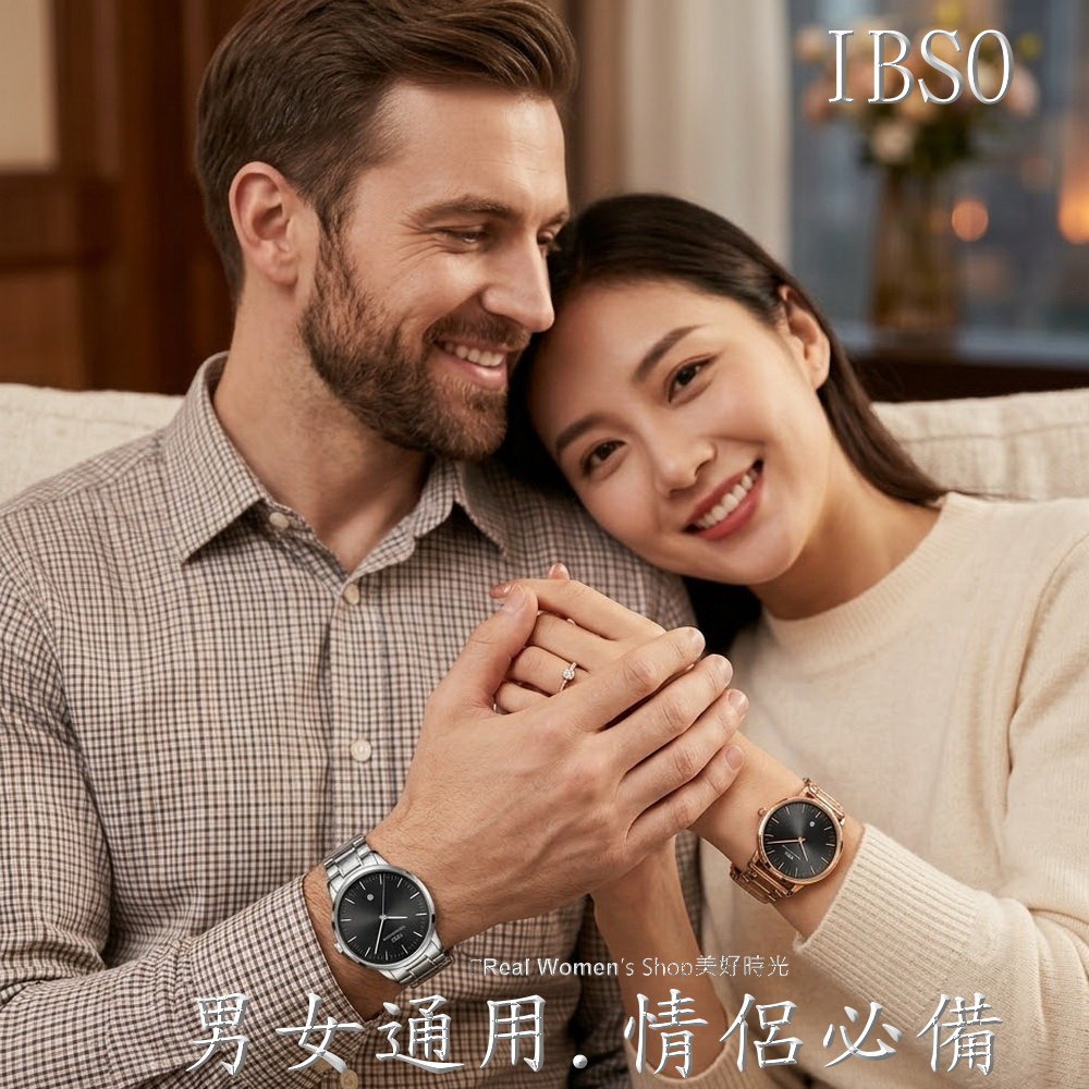 IBSO 簡約時尚 日曆 中性錶 商務休閒百搭 玫瑰金/銀 雙色可選 不銹鋼帶 男女通用 男錶 女錶 情侶對錶 送禮自用-細節圖2