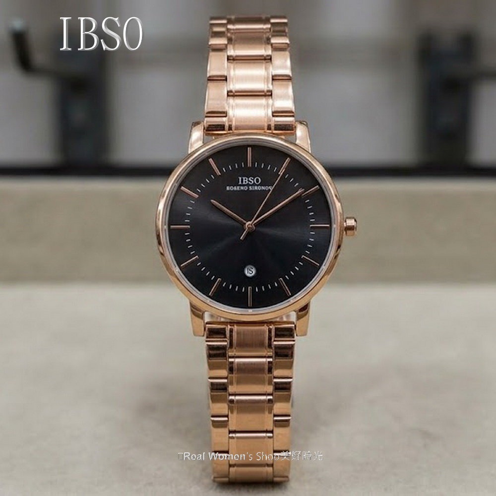 IBSO 簡約時尚 日曆 中性錶 商務休閒百搭 玫瑰金/銀 雙色可選 不銹鋼帶 男女通用 男錶 女錶 情侶對錶 送禮自用-細節圖5